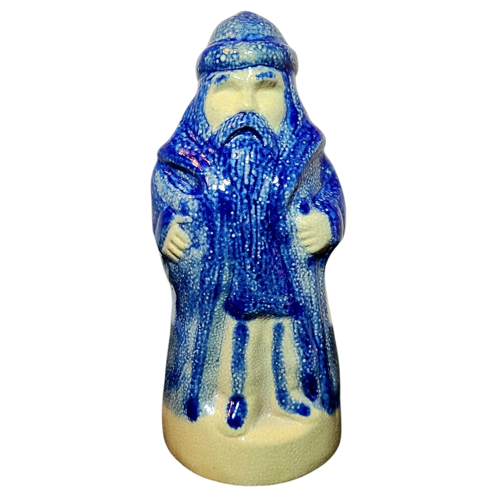 Beaumont Brothers Pottery Salt Glazed Cobalt Blue Asian Man Figurine
